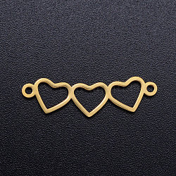 201 connettori per maglie in acciaio inossidabile, cuore a cuore, oro, 7.5x25x1mm, Foro: 1.2 mm