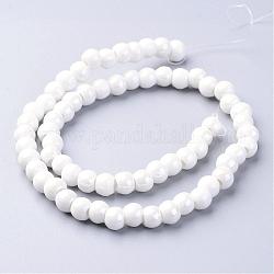 Manuell Porzellan Perlen, hell glasierten Porzellan, Rondell, weiß, 7x5 mm, Bohrung: 2 mm, ca. 65 Stk. / Strang, 13.3 Zoll