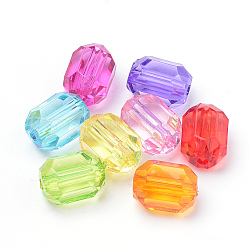Perles en acrylique transparente, ovale, facette, couleur mixte, 14x10mm, Trou: 2mm