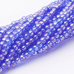 Fili di perline in vetro, tondo, ab colore placcato, blu royal, 6mm, Foro: 1 mm, circa 50pcs/filo, 13 pollice