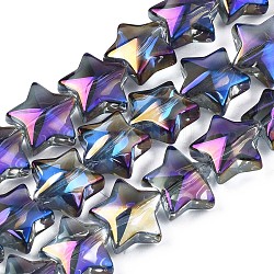 Perles en verre plaquent brin, couleur ab , étoiles du nord, violet, 11.5~12.5x13x7mm, Trou: 1mm, Environ 55~56 pcs/chapelet, 23.62 pouce ~ 25.20 pouces (60~64 cm)