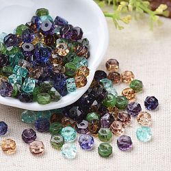 Perles de verre tchèques transparentes, facette, rondelle, couleur mixte, 6x3mm, trou: 1 mm, environ 240 PCs / sachet 
