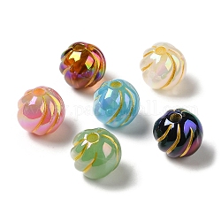 Plating Opaque Acrylic Beads, Golden Metal Enlaced, Mixed Color, 16x15.5mm, Hole: 3.7mm