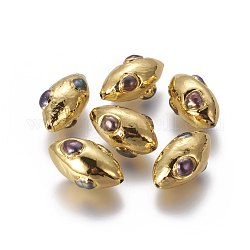 Natur kultivierten Süßwasser Perlen, gefärbt, mit vergoldenden Messing Zubehör, Olive Form, dunkelblau, 27~30x15~17 mm, Bohrung: 1.2 mm