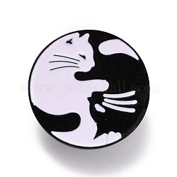 Плоская круглая с эмалированной булавкой с рисунком кошки, брошь из эмали из сплава животных для рюкзака, электрофорез черный, белые, 29.5x10 мм, контактный: 1 mm.