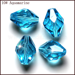 Perles d'imitation cristal autrichien, grade AAA, facette, Toupie, bleu profond du ciel, 6x9.5mm, Trou: 0.7~0.9mm