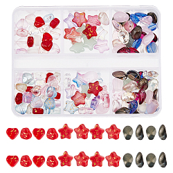 Chgcraft bricolage perles de verre et kit de fabrication de breloques, y compris 60pcs coeur et 40pcs perles de verre étoiles, 60 breloque en verre ovale., couleur mixte, 160 pièces / kit