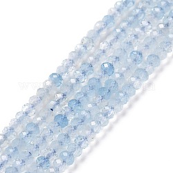 Chapelets de perles en aigue-marine naturelle, facette, rondelle, 3x2mm, Trou: 0.5mm, Environ 175 pcs/chapelet, 15.16 pouce (38.5 cm)