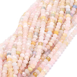 Chapelets de perles en morganite naturelle, facette, rondelle, 5x3~3.5mm, Trou: 0.8mm, Environ 106 pcs/chapelet, 15.43'' (39.2 cm)