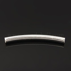 Brass Tube Beads, Curved, Silver Color Plated, Size: about 4mm in diameter, 41mm long, hole: 3.5mm