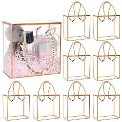 BENECREAT 10 Set Transparent Favor Boxes, 5.5x5.5x3 Inch Treat Gift Boxes with Goldenrod Border Lace and Handle for Candy Chocolate, Party Favors, Christmas Gift Packaging
