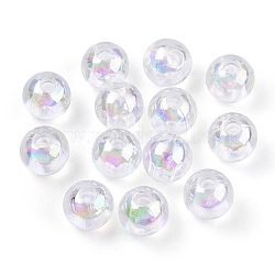 Transparente Acryl Perlen, ab Farben überzogen, Runde, klar ab, 8 mm, Bohrung: 2 mm, ca. 2100 Stk. / 500 g