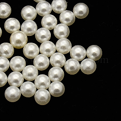 Perles rondes en plastique ABS imitation perle, teinte, sans trou, beige, 8mm, environ 1500 pcs / sachet 