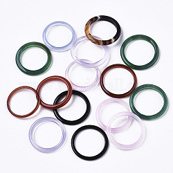 Anillos de unión de calcedonia blanca natural, teñido, anillo, color mezclado, 22~24x2~3mm, diámetro interior: 17~18 mm