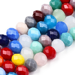Glass Beads Strands, Faceted, Abacus, Mixed Color, 8x6mm, Hole: 1.5mm, about 66pcs/strand, 16.26 inch~16.93 inch(41.3cm)