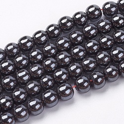 Non magnetici perle ematite sintetico fili, tondo, nero, 6mm, Foro: 1 mm, circa 65pcs/filo, 15.5 pollice