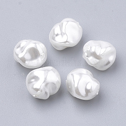 Perles d'imitation en plastique écologique, haut lustre, Grade a, blanc, 10x10x8.5mm, Trou: 1.4mm