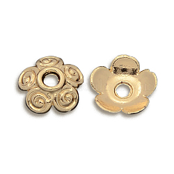 Nickel Free & Lead Free Light Gold Alloy Flower Bead Caps, Long-Lasting Plated, 10x3mm, Hole: 2mm