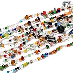 Chapelets de perles mixtes en verre électrolytique, pour la fabrication de bijoux en perles, facette, couleur mixte, 2~15x2.5~13.5mm, Trou: 0.5mm, Environ 85~100 pcs/chapelet, 15.5 pouce ~ 15.7 pouces (395~400 mm)