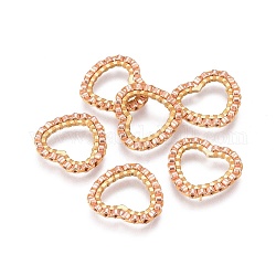 Miyuki & toho perline giapponesi fatte a mano, con 304 anelli di collegamento in acciaio inossidabile, modello telaio, cuore, oro, bisque, 13.5~14x15x1.8~2mm