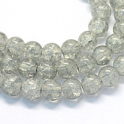 Chapelets de perle ronde en verre craquelé transparent peint, gris clair, 8.5~9mm, Trou: 1.5mm, Environ 105 pcs/chapelet, 31.8 pouce
