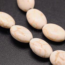 Gefärbt synthetischen Türkis oval Perlenstrang, Leinen, 13x10x5 mm, Bohrung: 1 mm, ca. 30 Stk. / Strang, etwa 15 Zoll