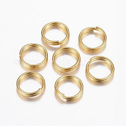 304 anelli portachiavi in ​​acciaio inox, anelli di salto a doppio anello, oro, 8x1.5mm, diametro interno: 6.5mm