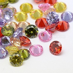 Кубического циркония кабошоны, класс А, граненые, алмаз, разноцветные, 4x2.5 мм