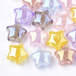 Perline di acrilico trasparente crackle, mezzo forato perle, stella, colore misto, 15x15.5x9.5mm, mezzo buco: 3.5 mm