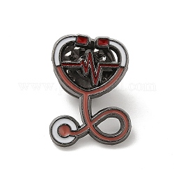 Medical Theme Enamel Pins, Gunmetal Alloy Badge for Women, Stethoscope, 20.5x15x1.3mm