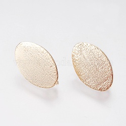 Long-Lasting Plated Brass Stud Earring Findings, with Loop, Nickel Free, Oval, Real 18K Gold Plated, 18x11x0.8mm, Hole: 3mm, Pin: 0.8mm