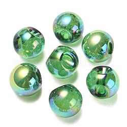 UV-Beschichtung regenbogenschillernde Acrylperlen, Runde, oben gebohrt, grün, 19x19x19 mm, Bohrung: 3 mm
