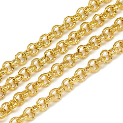 Aluminum Rolo Chains, Belcher Chains, Textured, Unwelded, Gold, 3.6x1.4mm