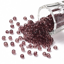 Perline semi di vetro, trasparente, tondo, foro rotondo, rosso violaceo chiaro, 6/0, 4mm, Foro: 1.5 mm, circa 500pcs/50g, 50 g / borsa, 18 borsa/2 libbre