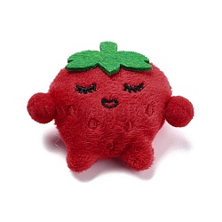 Jolie broche en tissu non tissé à la fraise, Fer Pin, avec de la farce de coton pp, rouge, 65x73x29.5mm