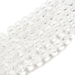 Perles en verre transparentes, facetté (32 facettes), ronde, clair, 10mm, Trou: 1.8mm, Environ 66~68 pcs/chapelet, 24.02~24.13 pouce (61~61.3 cm)