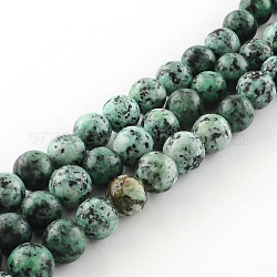 Fili di perle tonde di diaspro di sesamo naturale tinto, verde mare scuro, 8mm, Foro: 1 mm, circa 48pcs/filo, 14.9 pollice