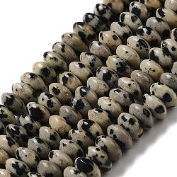 Chapelets de perles en jaspe dalmatien naturelle, perles de soucoupe, rondelle, 6.5x3mm, Trou: 1mm, Environ 118~119 pcs/chapelet, 15.35'' (39 cm)