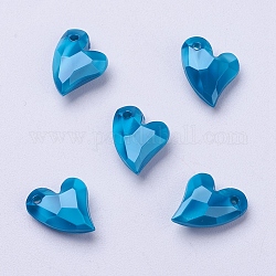 Ciondoli acrilico, imitazione perla, cuore, sfaccettato, dodger blu, 11x9x4mm, Foro: 0.5 mm