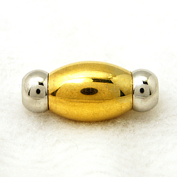 Chiusure magnetiche lisce 304 in acciaio inossidabile con estremità da incollare, ovale, oro & colore acciaio inossidabile, 24x11mm, Foro: 5 mm