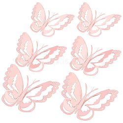 Creatcabin 3sets 3d papillon pvc miroirs stickers muraux, pour la décoration du salon à la maison, Saumon, 60~80x80~120x0.3mm, 3 jeu