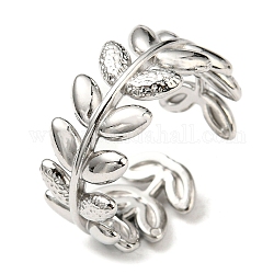 304 anelli gemelli in acciaio inox, anelli aperti, anello foglia per le donne, colore acciaio inossidabile, 9mm, diametro interno: 17.5mm