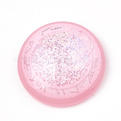 Cabuchones de resina, con polvo del brillo, semicírculo, rosa, 18x5mm