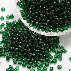 12/0 Glasperlen, Klasse A, Runde, transparenten Farben, dunkelgrün, 1.8~2.0 mm, Bohrung: 0.8 mm, ca. 28000 Stk. / Pfund