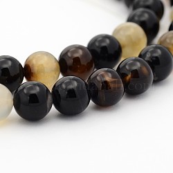 Ágata negro teñido de hilos de perlas redondo, 6mm, agujero: 1 mm, aproximamente 65 pcs / cadena, 15.7 pulgada