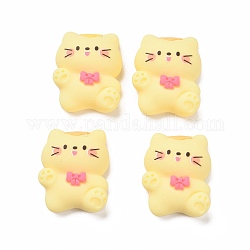Opaque Resin Cabochons, Cat, Yellow, 21.5x17x8mm