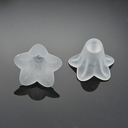 Blanc dépoli perles transparentes de fleurs acrylique, 17.5x12mm, Trou: 1.5mm