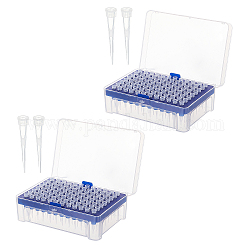 SUPERFINDINGS 2Box Plastic Pipettor Heads, with Plastic Storage, Lab Supplies, Clear, 31.5x6mm, Inner Diameter: 3.5mm, 96pcs/box