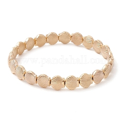Bracelets extensibles en perles en forme de coque en plastique abs pour femmes, plaqué or et de lumière, diamètre intérieur: 2-1/4 pouce (5.7 cm)