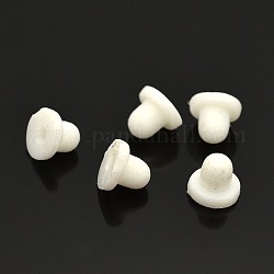 Clip di plastica sui cuscinetti degli orecchini, bianco, 6x5mm, Foro: 1 mm